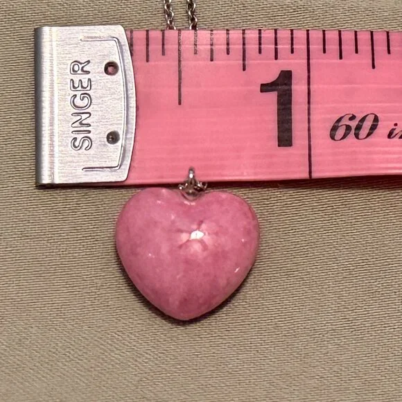 TIFFANY & CO. Pink Rhodonite Heart Silver Necklace
